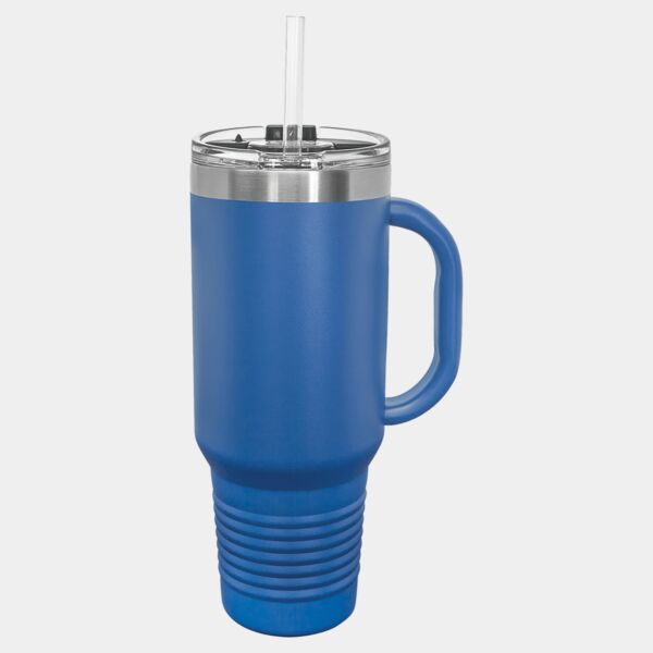 Polar Camel 40 oz. Royal Blue Travel Mug with Handle, Straw Included Thumbnail