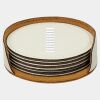 4" White Round Laserable Leatherette 6-Coaster Set Thumbnail